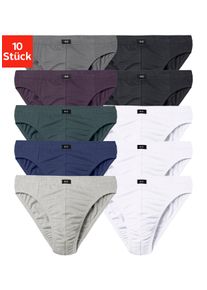 H.I.S. Slip H.I.S "M&auml;nner Unterhose", Herren, Gr. 9 (XXXL), 10 Stk., bunt (wei&szlig;, grau, meliert, blau, blau, gr&uuml;n, anthrazit, aubergine, schwarz), Jersey, Obermaterial: 95% Baumwolle, 5% Elasthan, unifarben, k&ouml;rpernah, Unterhosen Slip, in Unifarben