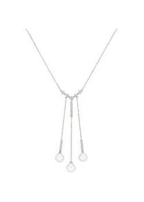 Collier "mit S&uuml;&szlig;wasser-Perlen und Zirkonia, Silber 925", silber, Giorgio Martello MILANO, Halsketten, Damen, 45cm, Silber 925 (Sterlingsilber), Collier