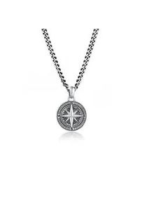 Kette mit Anh&auml;nger Kuzzoi "Herren Panzerkette Kompass Maritim 925er Silber" Gr. 50, schwarz, Halsketten, Herren, 50, ohne Stein, Silber 925 (Sterlingsilber), L: 50