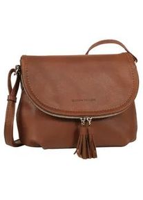 Umh&auml;ngetasche Tom Tailor "LARY", Damen, Gr. B/H/T: 29cm x 23cm x 7cm, braun (cognac), Lederimitat, Taschen Umh&auml;ngetasche, Crossbody Bag mit modischen Quasten am Zipper