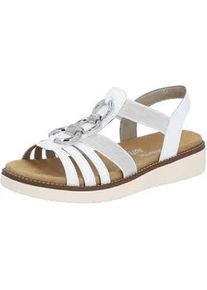 Sandale Remonte, Damen, Gr. 38, silber (wei&szlig;, silberfarben), Lederimitat, Schuhe Sandale, Sommerschuh, Sandalette, Keilabsatz, mit praktischen Gummiz&uuml;gen