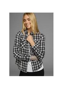 Karobluse Arizona, Damen, Gr. 36, schwarz-wei&szlig; (schwarz, wei&szlig;), Web, Obermaterial: 97% Baumwolle, 3% Elasthan, kariert, sehr figurbetont, krempelbar, Blusen Karobluse, L&auml;ssiger-Holzf&auml;ller-Look