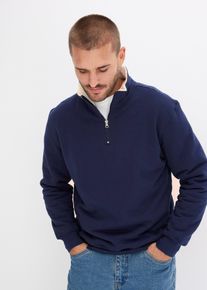 bonprix Thermo-Sweatshirt mit flauschigem Teddyfleece, blau, Gr.56/58 (XL), sch&ouml;nes Thermo-Sweatshirt mit Troyer-Kragen, warm gef&uuml;ttert, 60% Baumwolle