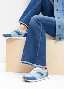 bonprix Sneaker mit Mesh-Einsatz, blau, Gr.40, L&auml;ssiger Sneaker im sportiven Look, aus Vegan