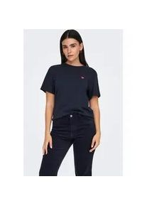 Jacqueline de Yong Kurzarmshirt JDY "JDYPISA S/S PRINT TOP JRS NOOS", Damen, Gr. L (40), blau (sky captain detail:pink peacock heart), Jersey, Obermaterial: 100% Baumwolle, bedruckt, regular fit normal, Rundhals, Shirts, Baumwolle, regular fit