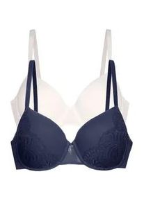 B&uuml;gel-BH Dorina "Lincoln 2PP Light Padded Bra", Damen, Gr. 85, Cup C, beige (blau, ivory), Spitze, Obermaterial: 61% Polyamid, 30% Polyester, 9% Elasthan, unifarben, BHs B&uuml;gel-BH, leicht gepolsterte Cups, Spitzendetails, uni