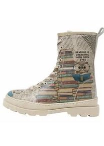 Stiefelette DOGO "Gisele Schn&uuml;rstiefel Boots You Decide Damen Stiefeletten, Gisele", Damen, Gr. 40, Normalschaft, braun (beige, braun), Lederimitat, Schuhe Stiefelette, Handgefertigt