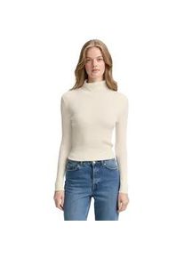 Rollkragenpullover Tom Tailor DENIM, Damen, Gr. XXL, wei&szlig; (sanftes wei&szlig;), Feinstrick, Obermaterial: 70% Viskose, 30% Polyamid, unifarben, k&ouml;rpernah h&uuml;ftbedeckend, Rundhals, Pullover Rollkragenpullover, in Strick-Optik