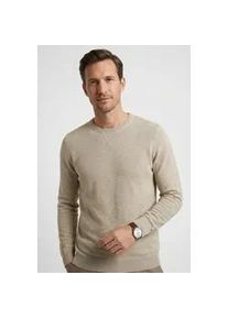 Rundhalspullover OLYMP "OLYMP Strick Casual", Herren, Gr. XL, beige (hellbeige), Obermaterial: 100% Baumwolle, schmal, Rundhals, Pullover Rundhalspullover, mit modischem Strukturmuster