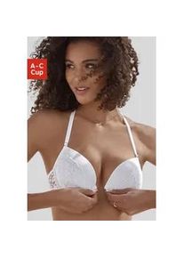 Push-up-BH Vivance, Damen, Gr. 70, Cup C, wei&szlig;, Spitze, Obermaterial: 69% Polyamid, 21% Polyester, 10% Elasthan, BHs Push-up-BH, mit Spitze in Leo-Optik mit Neckholder-Tr&auml;ger, Dessous