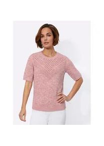 Kurzarmpullover Classic Basics "Pullover", Damen, Gr. 46, beige (rosenquarz, ecru, meliert), 100% Polyacryl, meliert, unifarben, Pullover