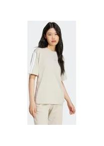 T-Shirt Adidas SPORTSWEAR "ESSENTIALS 3-STREIFEN BOYFRIEND", Damen, Gr. XS, grau (wonder aluminium, wei&szlig;), Obermaterial: 100% Baumwolle, normal, Rundhals, Shirts T-Shirt, lockere Passform, Kurzarmdesign, sportlicher Stil, aus Baumwolle