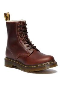 Schn&uuml;rboots Dr. Martens "1460 Serena", Damen, Gr. 37, braun (cognac), Leder, unifarben, Schuhe Schn&uuml;rboots, Chunky Boots, Plateau Schuh, Boots mit Warmfutterausstattung
