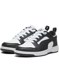 Sneaker Puma "Rebound V6 Lo Sneakers Kinder", Damen, Gr. 33, schwarz-wei&szlig; (wei&szlig; schwarz transparent), Obermaterial: Synthetik, Textil; Futter: Textil; Innensohle: Textil; Laufsohle: Gummi, Schuhe Sneaker