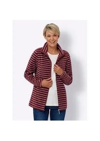 Fleecejacke Classic Basics, Damen, Gr. 38, rot (bordeaux, ecru, geringelt), 100% Polyester, gemustert, gestreift, mehrfarbig, Jacken Fleecejacke