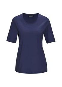 Langarm-Poloshirt GOLDNER "Kurzgr&ouml;&szlig;e Basic Baumwollshirt mit kurzem Arm", Damen, Gr. 22, blau (marine), Obermaterial: 100% Baumwolle CO., normal, Sonstiges, Shirts, Ohne