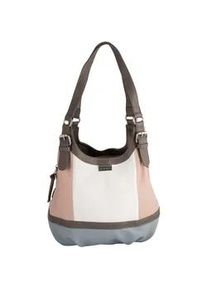 Shopper Tom Tailor "Juna", Damen, Gr. B/H/T: 31cm x 29cm x 14cm, rosa, Polyurethan, colorblocking, gepflegt, kontrastfarbene Details, mehrfarbig, Taschen Shopper, aus soft genarbtem ledrigen Material mit gl&auml;nzenden Metall-Accessoires