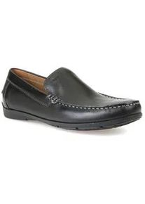 Mokassin Geox "U SIRON A", Herren, Gr. 40, schwarz, Leder, Schuhe Mokassin, Loafer, Business Schuh, Autofahrer Schuhe mit Ziernaht