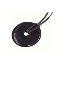 Kette mit Anh&auml;nger Firetti "Schmuck Geschenk Donut", schwarz, Halsketten, Damen, Leder, L: 90 B: 3mm, Made in Germany - mit Onyx, Aventurin, Dalmatiner Jaspis oder Obsidian, B:3mm