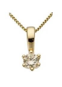 Kettenanh&auml;nger Firetti "Schmuck Geschenk Gold 750 Halsschmuck Anh&auml;nger Halskette Solit&auml;r", gold (gelbgoldfarben, g1=get&ouml;nt, 1), Schmuckanh&auml;nger, Damen, 0,15 LR = lupenrein, Diamanten Gelbgold 750, 0,5 g, Diamanten, Gelbgold 750, Kettenanh&auml;nger, mit Brillant in Krappenfassung