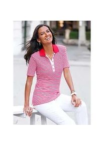 Poloshirt Casual Looks "Poloshirt", Damen, Gr. 38, rot (erdbeere, wei&szlig;, geringelt), 100% Baumwolle, gemustert, mehrfarbig, Shirts
