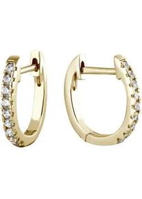 Paar Creolen Firetti "Schmuck Geschenk Silber 925 Ohrschmuck Ohrringe", gold (gelbgoldfarben, kristallwei&szlig;, kristallwei&szlig;), Ohrringe, Damen, Silber 925 (Sterlingsilber), mit Zirkonia (synth.)