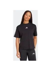 T-Shirt Adidas SPORTSWEAR "ESSENTIALS 3-STREIFEN BOYFRIEND", Damen, Gr. S, schwarz-wei&szlig; (schwarz, wei&szlig;), Obermaterial: 100% Baumwolle, normal, Rundhals, Shirts T-Shirt, lockere Passform, Kurzarmdesign, sportlicher Stil, aus Baumwolle