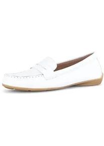 Mokassin Gabor, Damen, Gr. 43, wei&szlig;, Kalbsleder, unifarben, Schuhe Mokassin, Halbschuh, Businessschuh, Schlupfeschuh mit Zierriegel
