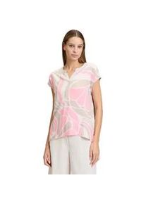 Kurzarmshirt Betty Barclay "Damen mit Ringel", Damen, Gr. 48, beige (nature, ros&eacute;), Obermaterial: 62% Viskose, 23% Polyester, 11% Polyester, 4% Elasthan, figurumspielend normal, V-Ausschnitt, Shirts, Materialmix