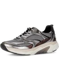 Gabor Keilsneaker ROLLINGSOFT, Damen, Gr. 39, silber (silberfarben, beraun), Kalbsleder, Textil, metallic, Schuhe, Freizeitschuh, Halbschuh, Schn&uuml;rschuh mit herausnehmbarem Fu&szlig;bett