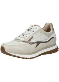 Sneaker Gabor COMFORT "Gabor Comfort Sneaker Leder/Synthetik", Damen, Gr. 40,5, wei&szlig;, beige, Leder, Synthetik, Schuhe Sneaker