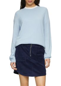 Rundhalspullover QS, Damen, Gr. XXL (44), blau, Strick, Obermaterial: 60% Viskose, 40% Baumwolle, unifarben, regular fit taillenbedeckt, Rundhals, Rippb&uuml;ndchen, Pullover Rundhalspullover, in Strick-Optik