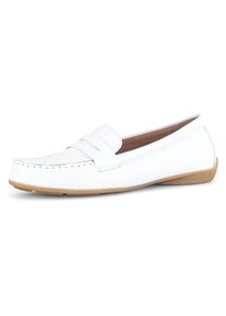Mokassin Gabor, Damen, Gr. 43, wei&szlig;, Kalbsleder, unifarben, Schuhe Mokassin, Halbschuh, Businessschuh, Schlupfeschuh mit Zierriegel