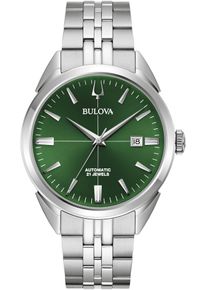 Automatikuhr Bulova, silber (silberfarben, gr&uuml;n), Armbanduhren, Damen, Automatikuhr, Armbanduhr, Herrenuhr, Damenuhr, Edelstahlarmband, Saphirglas