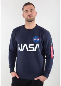 Sweater Alpha Industries "NASA Reflective Sweatshirt", Herren, Gr. S, blau (rep.blau), Obermaterial: 80% Baumwolle, 20% Polyester, regular fit, Sweatshirts Sweater