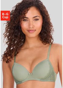 Schalen-BH Lascana "Tiziana", Damen, Gr. 95, Cup C, gr&uuml;n (salbei), Microtouch, Obermaterial: 71% Polyamid, 16% Polyester, 13% Elasthan, BHs Schalen-BH, mit dekorativer Spitze, Dessous