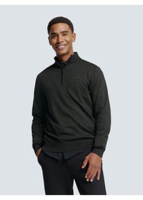 Troyer NO EXCESS, Herren, Gr. S, grau (dunkelgrau), Strick, Obermaterial: 34% Baumwolle, 34% Viskose, 32% Polyester, meliert, regular fit h&uuml;ftlang, Rippb&uuml;ndchen, Pullover Troyer, mit halbem Rei&szlig;verschluss