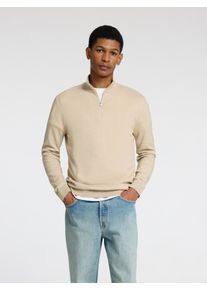 Troyer Selected "SLHBERG HALF ZIP CARDIGAN NOOS", Herren, Gr. M, beige (oatmeal detail:melange), Strick, Obermaterial: 100% Baumwolle, meliert, regular fit normal, hoch geschlossener Ausschnitt, Rippb&uuml;ndchen, Pullover Troyer, Baumwolle, regular fit, Topseller