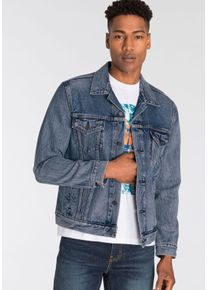 Levi's Jeansjacke LEVI'S "VINTAGE FIT TRUCKER JKT", Herren, Gr. XL, blau (jeansblau), Denim/Jeans, Obermaterial: 100% Baumwolle, unifarben, h&uuml;ftlang, Rundhals, 1-Knopf-Manschette, Jacken Jeansjacke, mit Knopfleiste