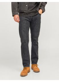 Jack & Jones Loose-fit-Jeans JACK & JONES "JJICHRIS JJCLASSIC AM 676 LID NOOS", Herren, Gr. 32, L&auml;nge 30, schwarz (schwarz denim), Denim/Jeans, Obermaterial: 69% Baumwolle, 30% Lyocell (TENCEL&trade;), 1% Elasthan, Abriebeffekte, relaxed fit kn&ouml;chellang, Jeans Loose-fit-Jeans