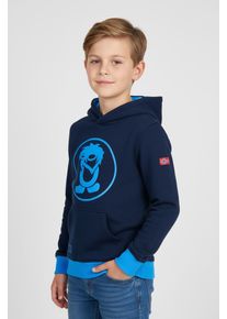 Kapuzensweatshirt Trollkids "KIDS TROLL SWEATER", M&auml;dchen, Gr. 110, blau (navy, med blu), Jersey, Obermaterial: 80% Baumwolle, 20% Polyester, bedruckt, unifarben, Sweatshirts Kapuzensweatshirt