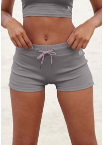 active by Lascana Shorts LASCANA ACTIVE, Damen, Gr. XS (32/34), N-Gr, grau (stone), Interlock, Obermaterial: 100% Baumwolle, unifarben, bequem kurz, Hosen Shorts, mit kleinen Seitenschlitzen