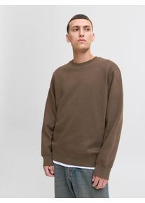 Jack & Jones Sweatshirt JACK & JONES "JJESTAR BASIC SWEAT CREW NECK NOOS", Herren, Gr. XS, braun (delicioso), angeraute Sweatware, Obermaterial: 70% Baumwolle, 30% Polyester, unifarben, relaxed fit taillenbedeckt, Rundhals, Rippb&uuml;ndchen, Sweatshirts Sweatshirt, mit Rundhalsausschnitt