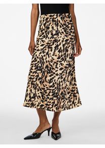 Midirock Y.A.S "YASPELLA HW MIDI SKIRT S. NOOS", Damen, Gr. M (38), schwarz (schwarz aop:leo print), Web, Obermaterial: 97% Polyester, 3% Elasthan, regular fit wadenlang, R&ouml;cke Midirock