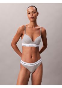 Push-up-BH "PLUNGE PUSH UP", Damen, Gr. 70, Cup A, grau heather, Jersey, Obermaterial: 53% Baumwolle, 35% Modal, 12% Elasthan, Calvin Klein Underwear, meliert, k&ouml;rpernah, BHs Push-up-BH, mit Logobund