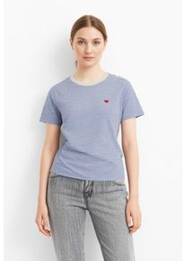 Jacqueline de Yong Kurzarmshirt JDY "JDYPISA S/S PRINT TOP JRS NOOS", Damen, Gr. S, blau stripes, Jersey, Obermaterial: 100% Baumwolle, gestreift, regular fit normal, Rundhals, Shirts Kurzarmshirt, Baumwolle, regular fit