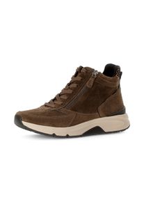 Keilsneaker ROLLINGSOFT, Damen, Gr. 38, braun (cognac, leo), Glattleder, Veloursleder, unifarben mit Farbeinsatz, Schuhe Keilsneaker, Freizeitschuh, Schn&uuml;rschuh, Schn&uuml;rboots mit herausnehmbarem Fu&szlig;bett
