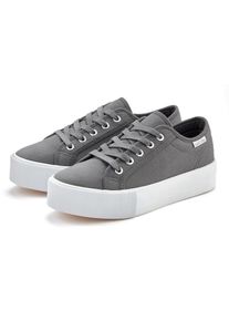 Sneaker Lascana, Damen, Gr. 39, grau (anthrazit), Obermaterial: 100% Textilmaterial. Decksohle: 100% Textilmaterial. Futter: 100% Textilmaterial. Laufsohle: 100% Synthetik, unifarben, Schuhe Sneaker, Schn&uuml;rhalbschuh, Freizeitschuh aus Textil mit Plateausohle, Topseller