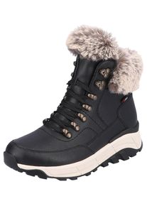 Winterboots RIEKER SPORT, Damen, Gr. 43, schwarz, Leder, Textil, Schuhe Winterboots, Hightop Sneaker, Schn&uuml;rboots, Winterschuh mit Lammwollfutter