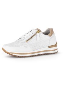 Keilsneaker Gabor "TURIN", Damen, Gr. 42, wei&szlig; (wei&szlig;, platinfarben), Kalbsleder, Nappaleder, Schuhe Keilsneaker, Freizeitschuh, Halbschuh, Schn&uuml;rschuh mit sch&ouml;nen Metallic-Details